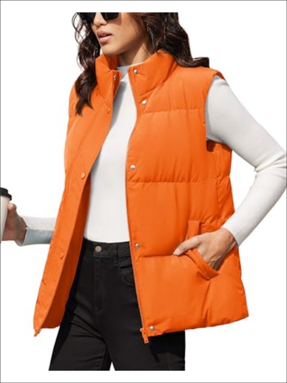 Womens Oversized Down Puffer Vest Sleeveless Button Zip Winter Coat